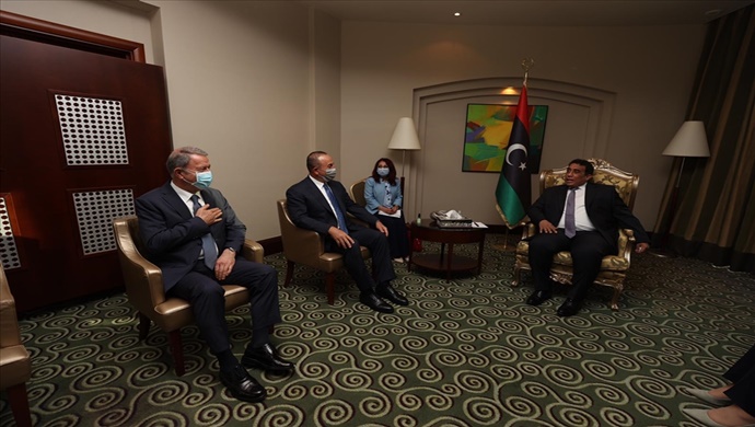 Libya Başkanlık Konseyi Başkanı Muhammed El-Menfi Bakan Akar ve Bakan Çavuşoğlu’nu Kabul Etti