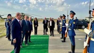 TDT’de temaslarını tamamlayan Cumhurbaşkanı Ersin Tatar, Füzuli Havalimanından askeri törenle uğurlandı